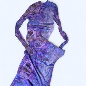 Elegant Purple Patterned Dress